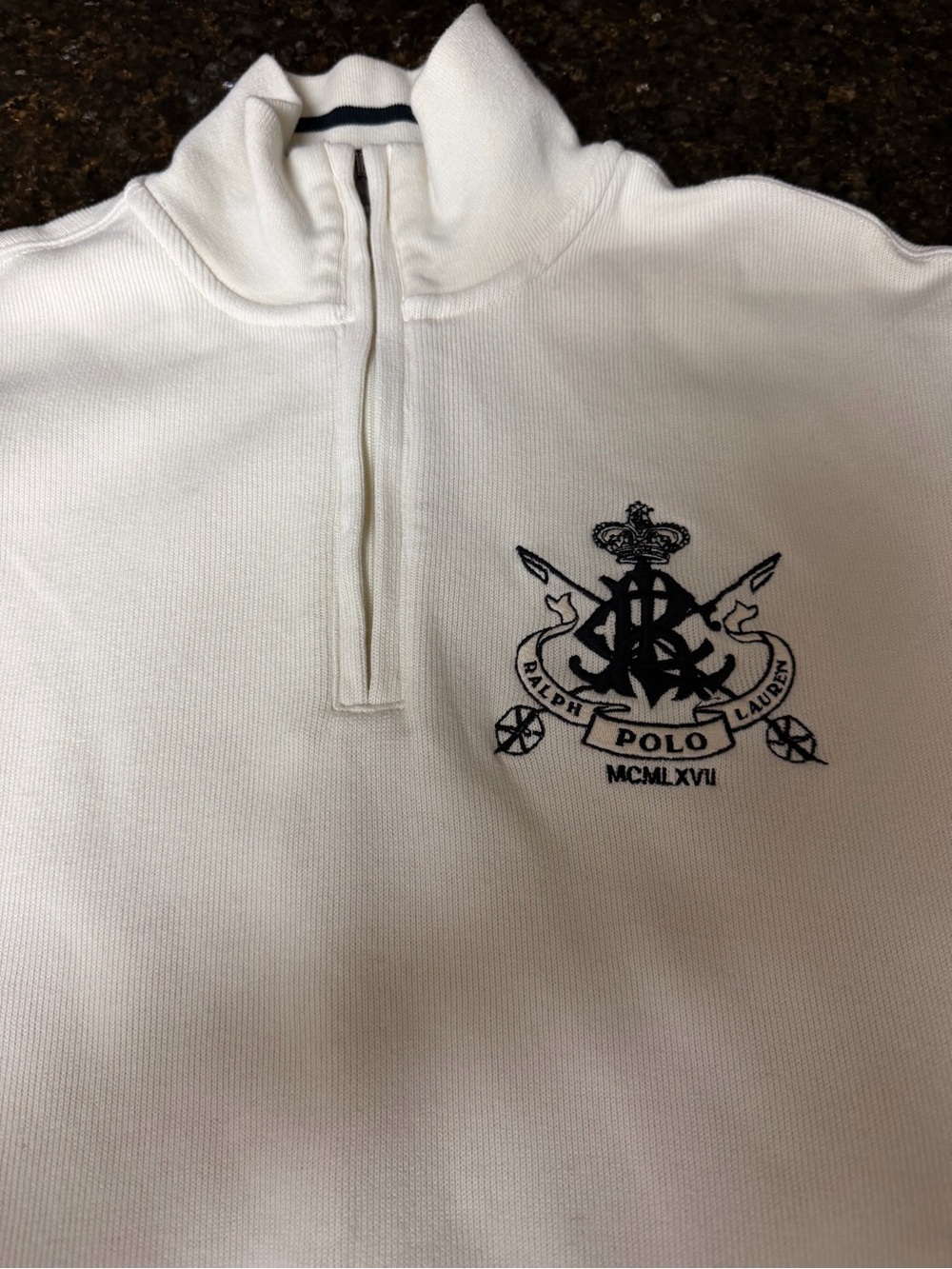 Polo by Ralph Lauren White & Navy Quarter-Zip Sweater - Picture 3 of 4